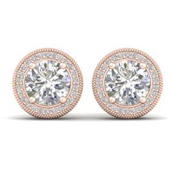 4 ctw Certified VS/SI Diamond Art Deco Stud Earrings 14K Rose Gold