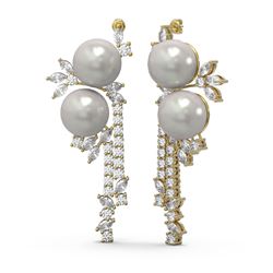 6.17 ctw Diamond & Pearl Earrings 18K Yellow Gold