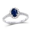 Image 1 : 10kt White Gold Oval Lab-Created Blue Sapphire Solitaire Ring 3/4 Cttw