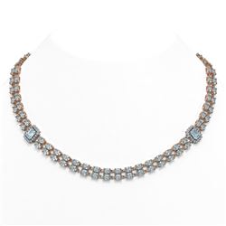 31.65 ctw Aquamarine & Diamond Necklace 14K Rose Gold