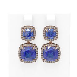 16.53 ctw Tanzanite & Diamond Earrings 18K Rose Gold