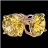 Image 3 : 4 ctw Certified Intense Yellow Diamond Stud Earrings 10k Rose Gold