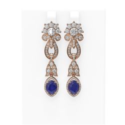 8.66 ctw Sapphire & Diamond Earrings 18K Rose Gold