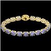 Image 2 : 19.25 ctw Tanzanite & Diamond Eternity Micro Bracelet 14k Yellow Gold