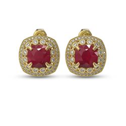 12.49 ctw Certified Ruby & Diamond Victorian Earrings 14K Yellow Gold