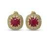 Image 1 : 12.49 ctw Certified Ruby & Diamond Victorian Earrings 14K Yellow Gold