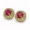 Image 2 : 12.49 ctw Certified Ruby & Diamond Victorian Earrings 14K Yellow Gold