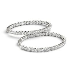 6 ctw Diamond VS/SI Certified 46 MM Hoop Earrings 14k White Gold