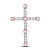 Image 1 : 10kt Two-tone Gold Round Diamond Cross Faith Pendant 1/4 Cttw