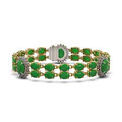 14.05 ctw Jade & Diamond Bracelet 14K Yellow Gold