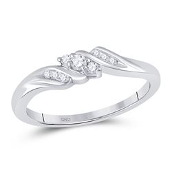 10kt White Gold Round Diamond 3-stone Promise Bridal Ring 1/10 Cttw