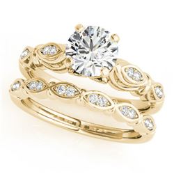 0.72 ctw Certified VS/SI Diamond 2pc Wedding Set Antique 14k Yellow Gold