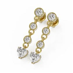 2 ctw Heart Diamond Designer Earrings 18K Yellow Gold