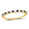 Image 1 : 10kt Yellow Gold Round Blue Sapphire Modern Alternating Stackable Band Ring 1/5 Cttw