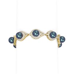 5.61 ctw Diamond & Pearl Bracelet 18K Yellow Gold