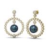 Image 2 : 2 ctw Diamond & Pearl Earrings 18K Yellow Gold