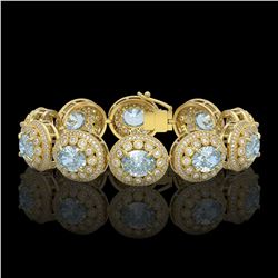 39.82 ctw Aquamarine & Diamond Victorian Bracelet 14K Yellow Gold