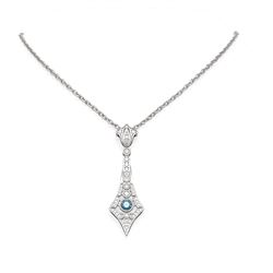 1.64 ctw Intense Blue Diamond Necklace 18K White Gold