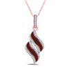 Image 1 : 10kt Rose Gold Round Red Color Enhanced Diamond Cascading Fashion Pendant 1/3 Cttw