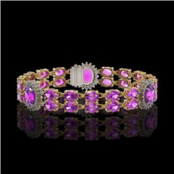 15.62 ctw Amethyst & Diamond Bracelet 14K Yellow Gold