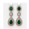 Image 1 : 15.82 ctw Emerald & Diamond Earrings 18K Rose Gold