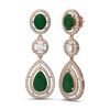 Image 2 : 15.82 ctw Emerald & Diamond Earrings 18K Rose Gold