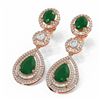 Image 3 : 15.82 ctw Emerald & Diamond Earrings 18K Rose Gold