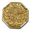 Image 2 : 1872 Indian Octagonal 25 Cent Gold MS-64 NGC (BG-791)