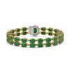 Image 3 : 30.12 ctw Emerald & Diamond Bracelet 14K Yellow Gold