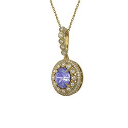 4.77 ctw Tanzanite & Diamond Victorian Necklace 14K Yellow Gold