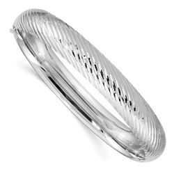 14k White Gold 7/16 Textured Bangle - 7.5 in.
