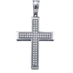 10kt White Gold Round Diamond Cross Religious Pendant 1/5 Cttw