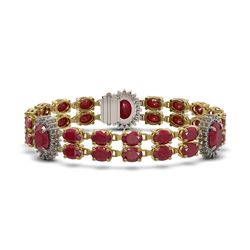 20.99 ctw Ruby & Diamond Bracelet 14K Yellow Gold