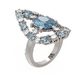 9.63 ctw Blue Topaz & Diamond Ring 18K White Gold