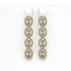6.08 ctw Oval Cut Diamond Micro Pave Earrings 18K Yellow Gold