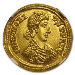 Roman Gold Solidus Emperor Honorius (393-423 AD) MS NGC