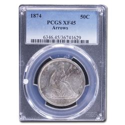 1874 Liberty Seated Half Dollar XF-45 PCGS (Arrows)