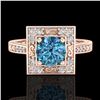Image 2 : 1.1 ctw Intense Blue Diamond Engagment Art Deco Ring 18k Rose Gold