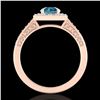 Image 3 : 1.1 ctw Intense Blue Diamond Engagment Art Deco Ring 18k Rose Gold