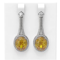 13.53 ctw Canary Citrine & Diamond Earrings 18K White Gold