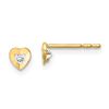 Image 1 : 14k Cubic Zirconia Diamond-Cut Heart Post Earrings