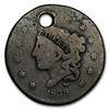 Image 1 : 1839/6 Large Cent Plain Cord Good (Holed)