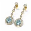 Image 3 : 15.03 ctw Blue Topaz & Diamond Earrings 18K Yellow Gold
