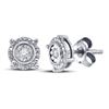 Image 1 : Sterling Silver Round Diamond Solitaire Screwback Stud Earrings 1/20 Cttw