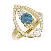 Image 3 : 2.12 ctw Intense Blue Diamond Ring 18K Yellow Gold