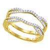 Image 1 : 14kt Yellow Gold Round Diamond Curved Wrap Ring Guard Enhancer 1/3 Cttw