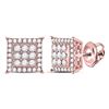 Image 1 : 14kt Rose Gold Round Diamond Square Cluster Earrings 1/2 Cttw