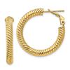 Image 1 : 14k Yellow Gold Twisted Omega Back Hoop Earrings - 4x20 mm