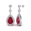 Image 2 : 6 ctw Ruby & Micro Pave VS/SI Diamond Earrings Designer 18k White Gold
