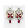 Image 1 : 17.33 ctw Ruby & Diamond Earrings 18K Yellow Gold